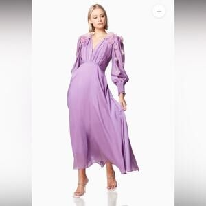 elliatt nectar purple 3d flower rosette detail maxi long sleeve dress size small